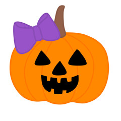 halloween jack o lantern with purple bow