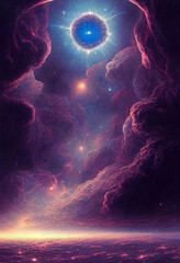 Background with stars and clouds, fantasy background, Starscape, Phone wallpaper