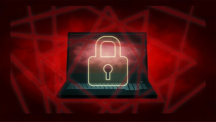 鍵をかけられたラップトップ　3dcg　イメージ　制限　 laptop is locked