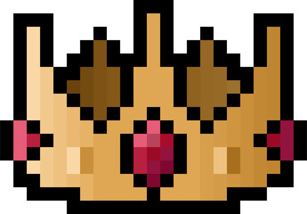 Fototapeta premium Pixel 8 bit royal crown - isolated
