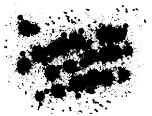 Fototapeta na wymiar Black paint splatter set isolated on white background. Water splash silhouette vector texture overlay