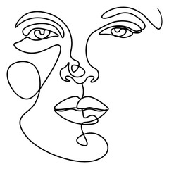 Woman face line art