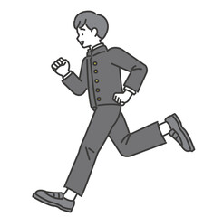 元気いっぱいで走る学ランとセーラー服の制服の学生のベクターイラスト素材／制服／高校生／中学生／塾／走る／元気
