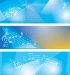 blue abstract backgrounds for events - vector banners with music notes