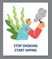 Alternative smoking or vaping banner template flat vector illustration.