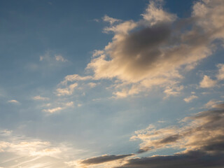 Beautiful calm sunset sky. Nature background for design and sky replacement.