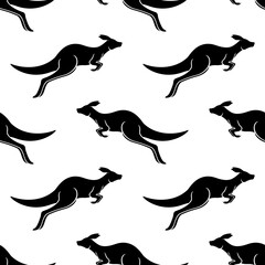 Seamless pattern with kangaroo on white background.