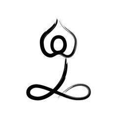 Yoga poses by abstract brush stroke paint black isolated on transparent background. PNG illustration design elements.