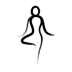 Yoga poses by abstract brush stroke paint black isolated on transparent background. PNG illustration design elements.