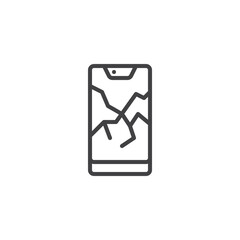Broken phone screen line icon