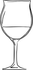 Wine glass. Vector sketch, doodle. Champagne glass hand drawn outline doodle icon.