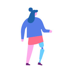 Person with prosthesis flat vector illustration
