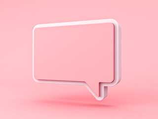 3d pink speech bubble isolated on pink pastel color background with shadows minimal conceptual 3D rendering