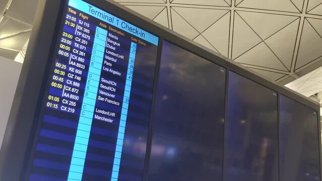 Hong Kong - September 11, 2022: Empty Hong Kong airport due to covid 19 restriction of flight.