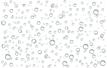 Oxygen air bubbles  flow  in water on white  background.