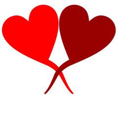 love two heart vector icon symbol red color