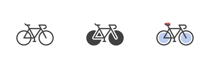 Bicycle different style icon set