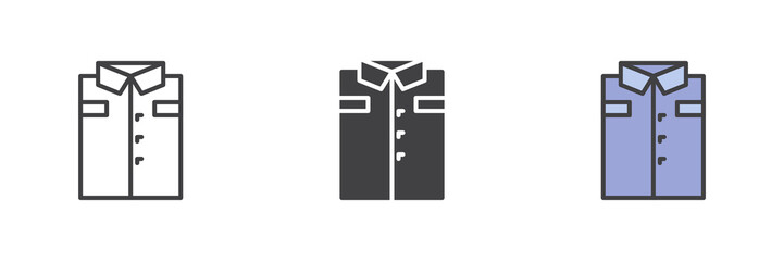 Folded shirt different style icon set