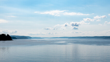 Beautiful panorama of the Saguenay fjord in Quebec, Canada - obrazy, fototapety, plakaty
