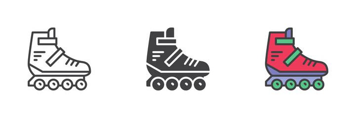 Roller skate different style icon set