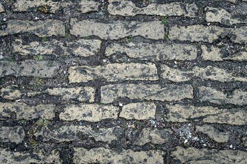 Red grunge brick wall, abstract background texture with old dirty and vintage style pattern