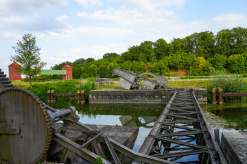 Fototapeta premium Alte Fahrt, canal near Datteln. Disused section of the Dortmund-Ems Canal with the surrounding nature. Landscape in the Ruhr area. 