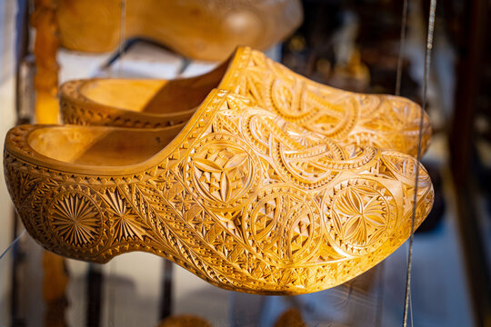 Traditional dutch wooden clogs wedding