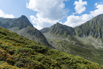 Obraz premium mountains in the mountains, Balaceni and Slanina Peaks, Fagaras Mountains, Romania 