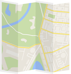 Folded paper city map