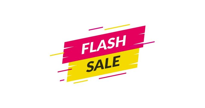 animated banner with flash sale title on transparent background