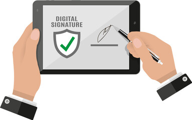 Hand sign digital signature on tablet