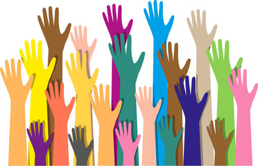 Fototapeta premium Group of hands of different colors