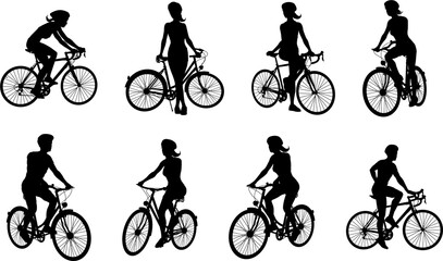 Bike and Bicyclist Silhouettes Set