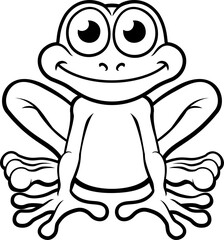 An illustration of a cute frog cartoon character outline coloring illustration