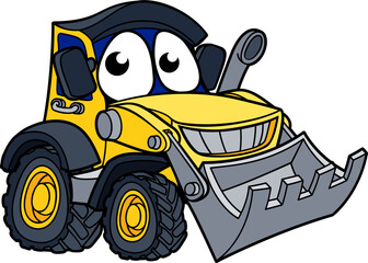 Obraz premium Bulldozer digger construction vehicle mascot cartoon character illustration