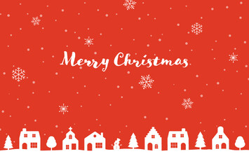 Fototapeta na wymiar Christmas vector background with houses and trees in snow for banners, cards, flyers, social media wallpapers, etc.