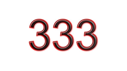red 333 number 3d effect white background