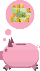 Money in pink piggy bank