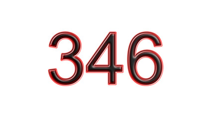 red 346 number 3d effect white background