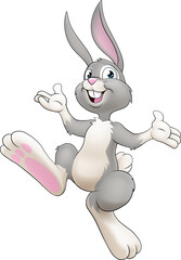 An Easter bunny cartoon rabbit hopping or dancing illustration