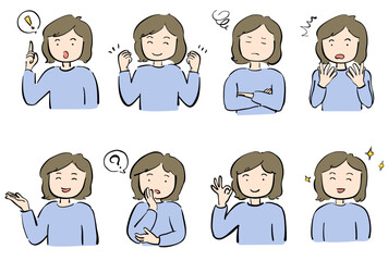 ポーズをとる女性　カラー