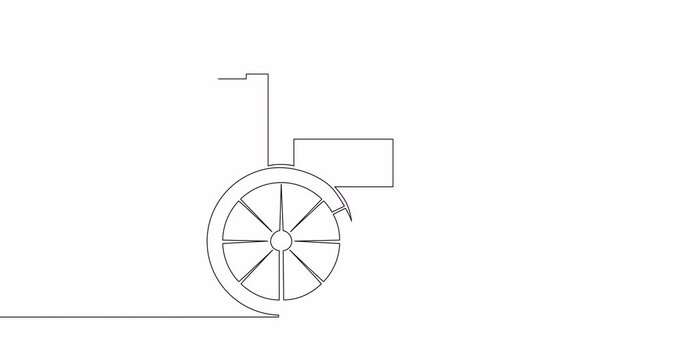 Self drawing line animation wheelchair Disable continuous one single line drawn concept video