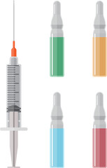 Ampoules and syringe