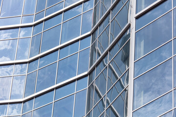 Glass walls of a skyscraper house.