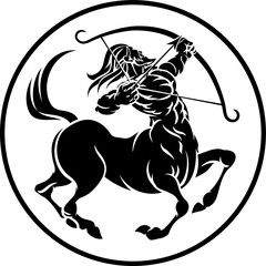 Sagittarius Centaur Zodiac Horoscope Sign - obrazy, fototapety, plakaty