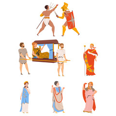 Naklejka premium Ancient Romans Character as Cultural Ethnicity or Nationality from Classical Antiquity Vector Set