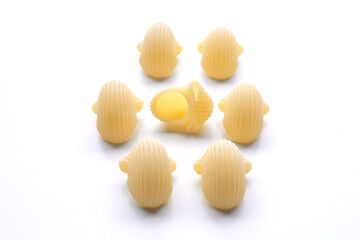 small composition of pasta on white background
