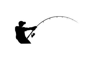silhouette of a fisherman