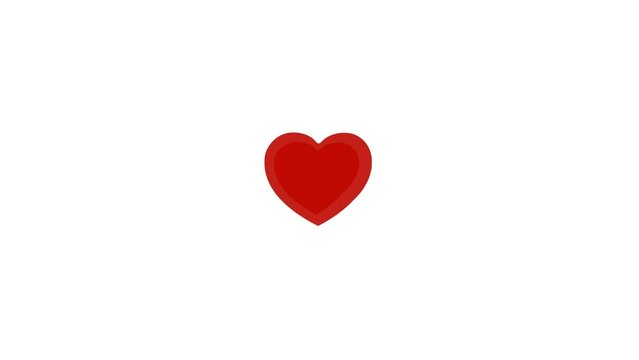 Animation of a red heart with heartbeat on white background
