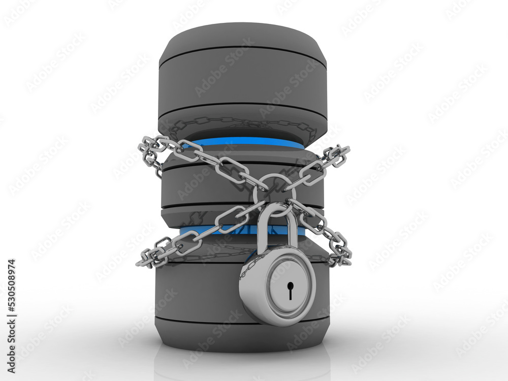 Poster 3d rendering database storage data base protected lock